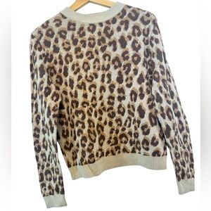 A New Day Leopard Print Crewneck Sweater Women's Size Small S